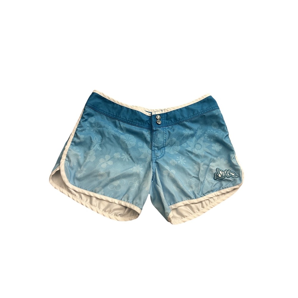 Vintage Shorts Womens 30 Blue Floral Ombre Excellent Hibiscus Surf Y2K